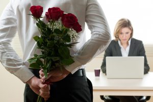 Businesswoman Receiving Red Roses